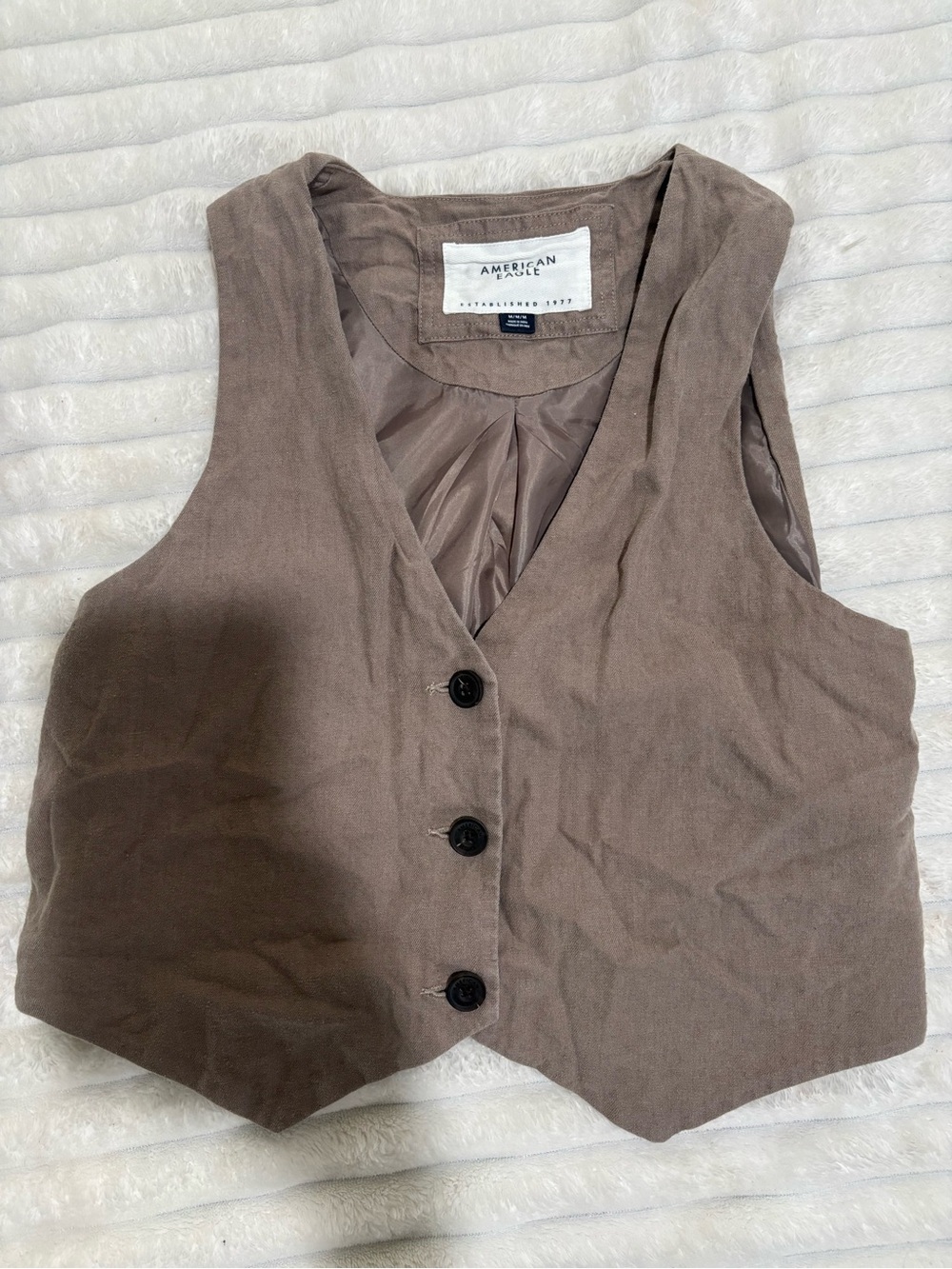 American Eagle Outfitters Brown Button-Front Sleeveless Vest